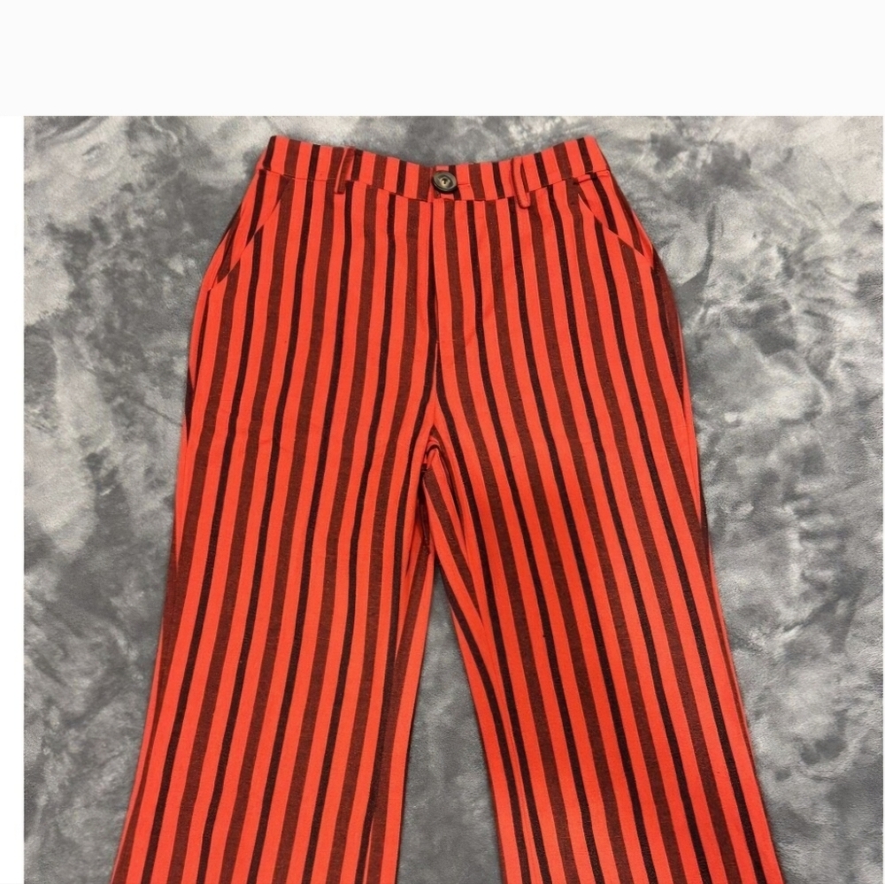 Anthropologie English Factory Woman Red Striped Cotton Pants, Size M NWT